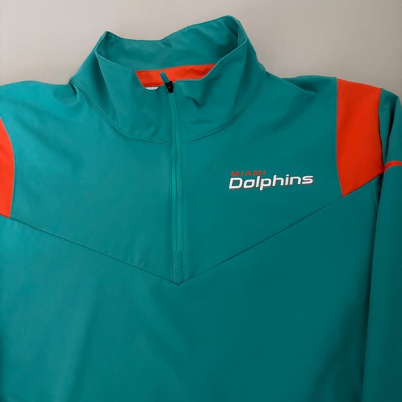 Nike Miami Dolphins NFL Quarter Zip Pullover Jacket Teal Orange Men's M - Picture 3 of 12